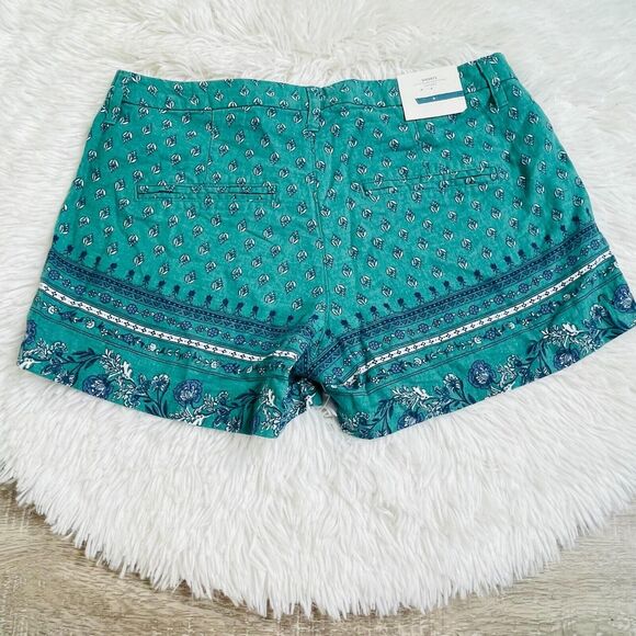 Old Navy Turquoise Green Printed Linen Shorts NWT Size 4 - Picture 2 of 9